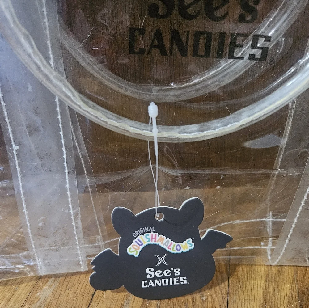 NWT Squishmallows X See's Candies Clear Tote Bag with White Accents Transparent